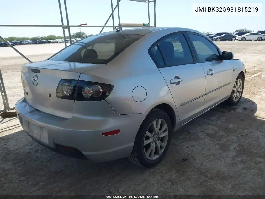 2008 Mazda Mazda3 I VIN: JM1BK32G981815219 Lot: 42254727