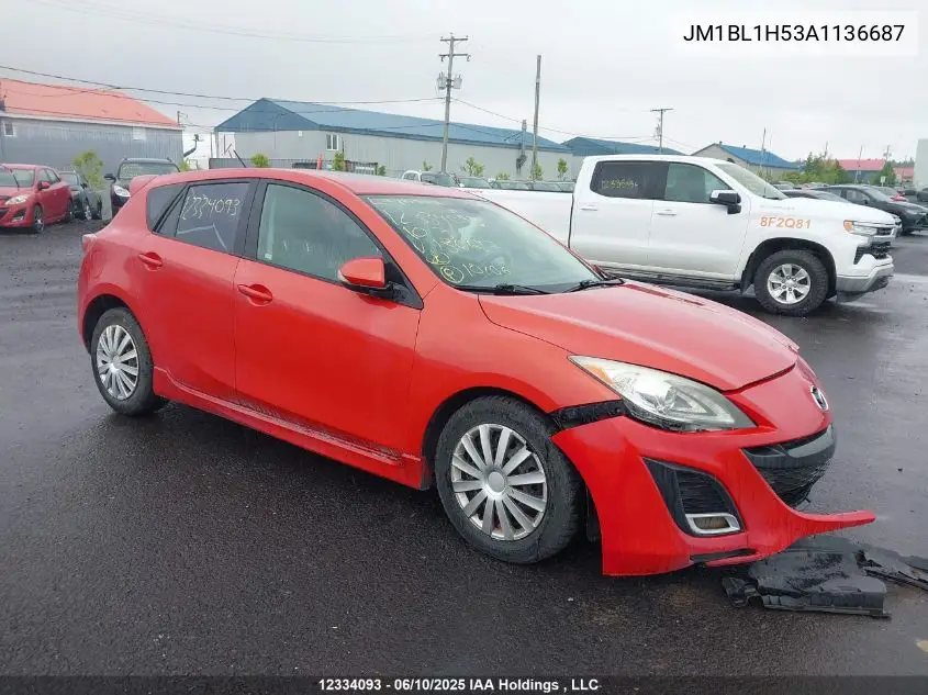 2010 Mazda Mazda3 Gs/Gt VIN: JM1BL1H53A1136687 Lot: 12334093