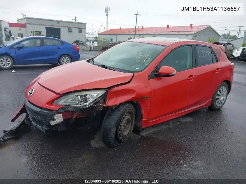 2010 Mazda Mazda3 Gs/Gt VIN: JM1BL1H53A1136687 Lot: 12334093