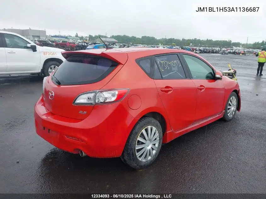 2010 Mazda Mazda3 Gs/Gt VIN: JM1BL1H53A1136687 Lot: 12334093