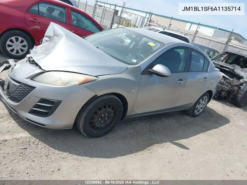 2010 Mazda Mazda3 Gs/Gx VIN: JM1BL1SF6A1135714 Lot: 12336692