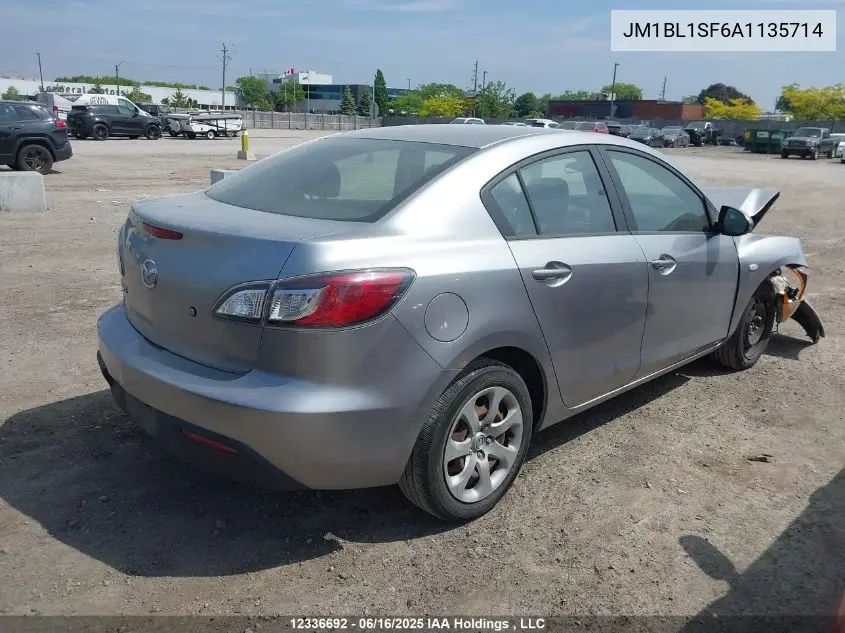 2010 Mazda Mazda3 Gs/Gx VIN: JM1BL1SF6A1135714 Lot: 12336692