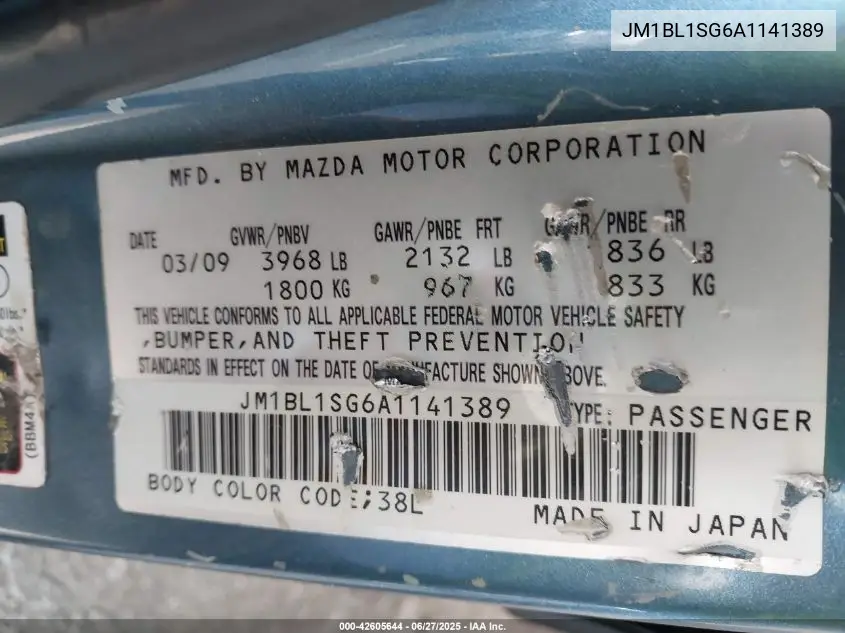 2010 Mazda Mazda3 I Touring VIN: JM1BL1SG6A1141389 Lot: 42605644