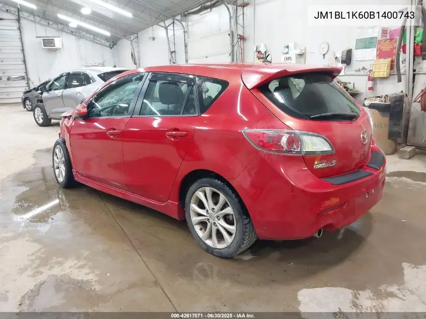 2011 Mazda 3 S VIN: JM1BL1K60B1400743 Lot: 42617071