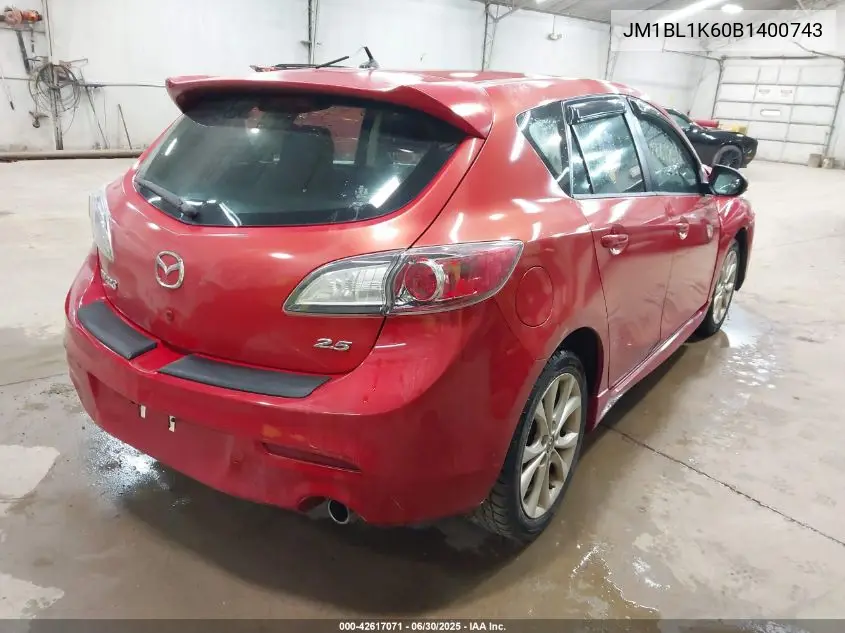 2011 Mazda 3 S VIN: JM1BL1K60B1400743 Lot: 42617071