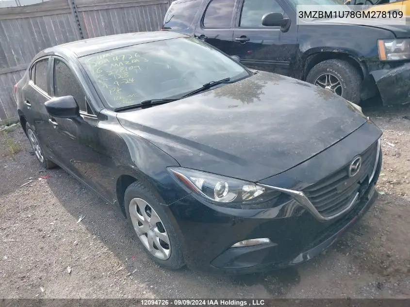 2016 Mazda Mazda3 VIN: 3MZBM1U78GM278109 Lot: 12094726