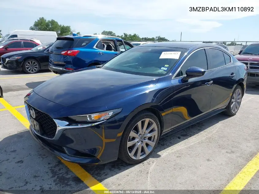 2019 Mazda Mazda3 Preferred Package VIN: 3MZBPADL3KM110892 Lot: 42236763