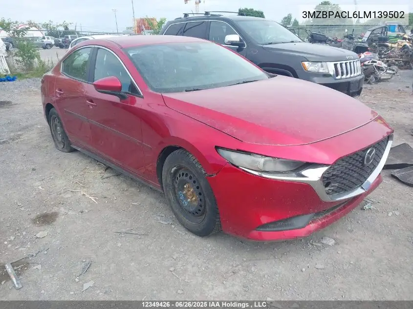 2020 Mazda 3 Select VIN: 3MZBPACL6LM139502 Lot: 12349426