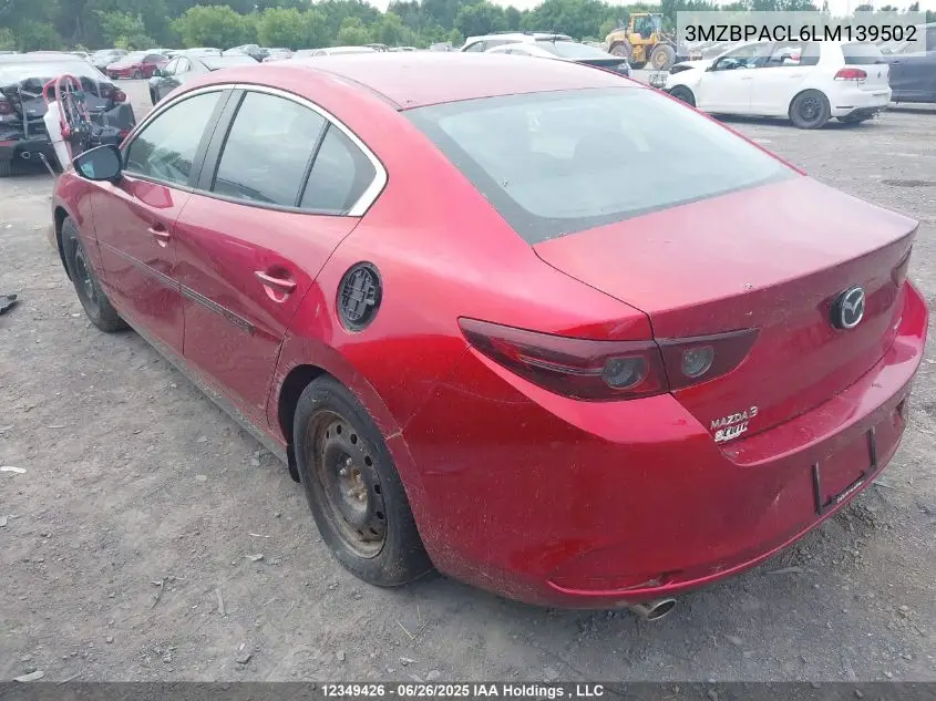2020 Mazda 3 Select VIN: 3MZBPACL6LM139502 Lot: 12349426