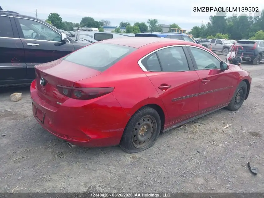 2020 Mazda 3 Select VIN: 3MZBPACL6LM139502 Lot: 12349426