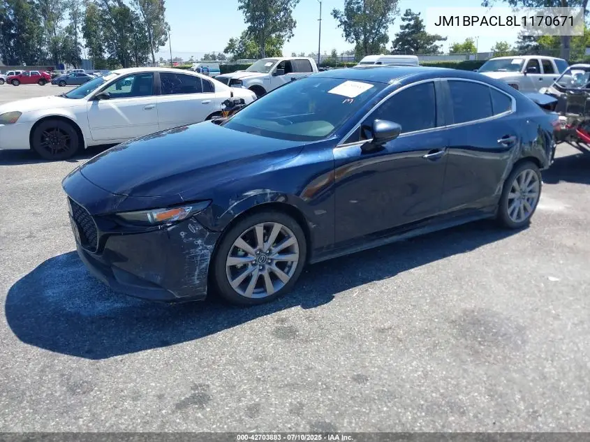 2020 Mazda Mazda3 Select Package VIN: JM1BPACL8L1170671 Lot: 42703883