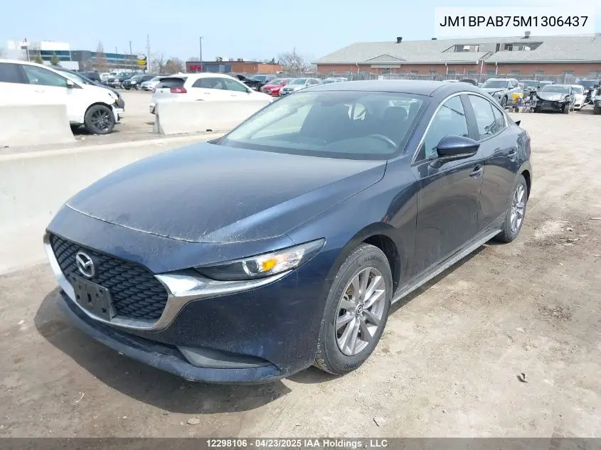 2021 Mazda 3 Select VIN: JM1BPAB75M1306437 Lot: 12298106
