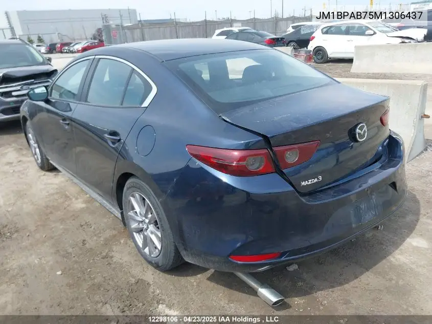 2021 Mazda 3 Select VIN: JM1BPAB75M1306437 Lot: 12298106