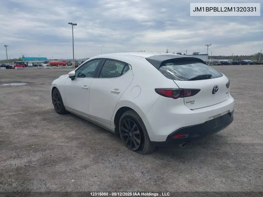 2021 Mazda Mazda3 Gs VIN: JM1BPBLL2M1320331 Lot: 12315080