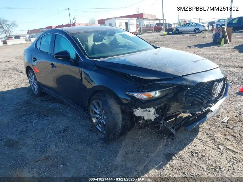 2021 Mazda Mazda3 Select VIN: 3MZBPBBL7MM251802 Lot: 41827444