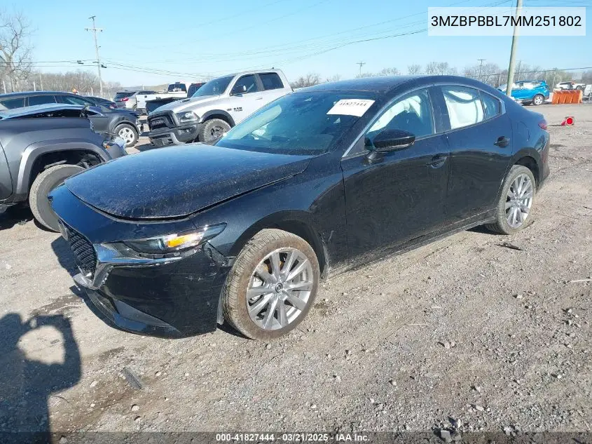 2021 Mazda Mazda3 Select VIN: 3MZBPBBL7MM251802 Lot: 41827444