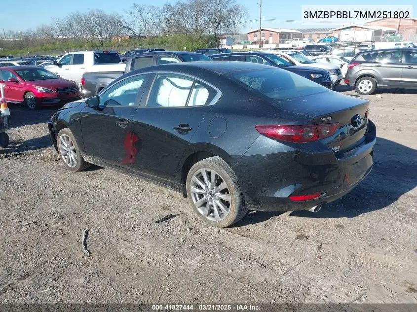 2021 Mazda Mazda3 Select VIN: 3MZBPBBL7MM251802 Lot: 41827444