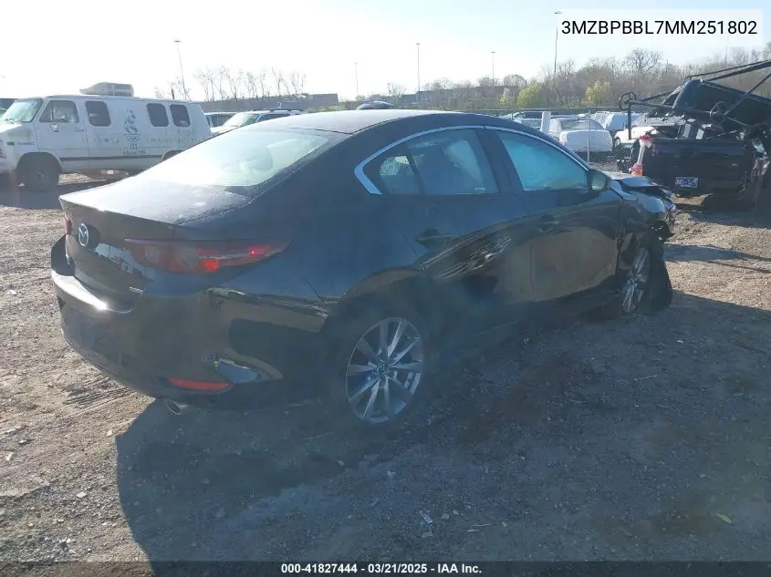 2021 Mazda Mazda3 Select VIN: 3MZBPBBL7MM251802 Lot: 41827444
