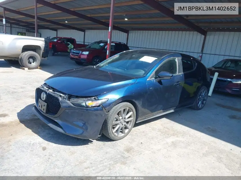 2021 Mazda Mazda3 Hatchback Select VIN: JM1BPBKL3M1402652 Lot: 42208110