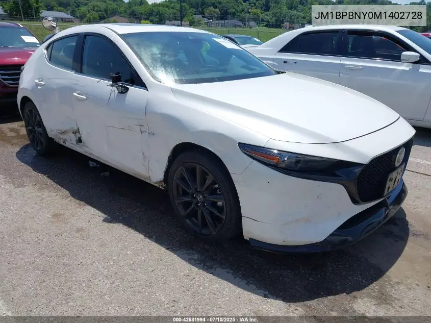 2021 Mazda Mazda3 Hatchback 2.5 Turbo Premium Plus VIN: JM1BPBNY0M1402728 Lot: 42681994