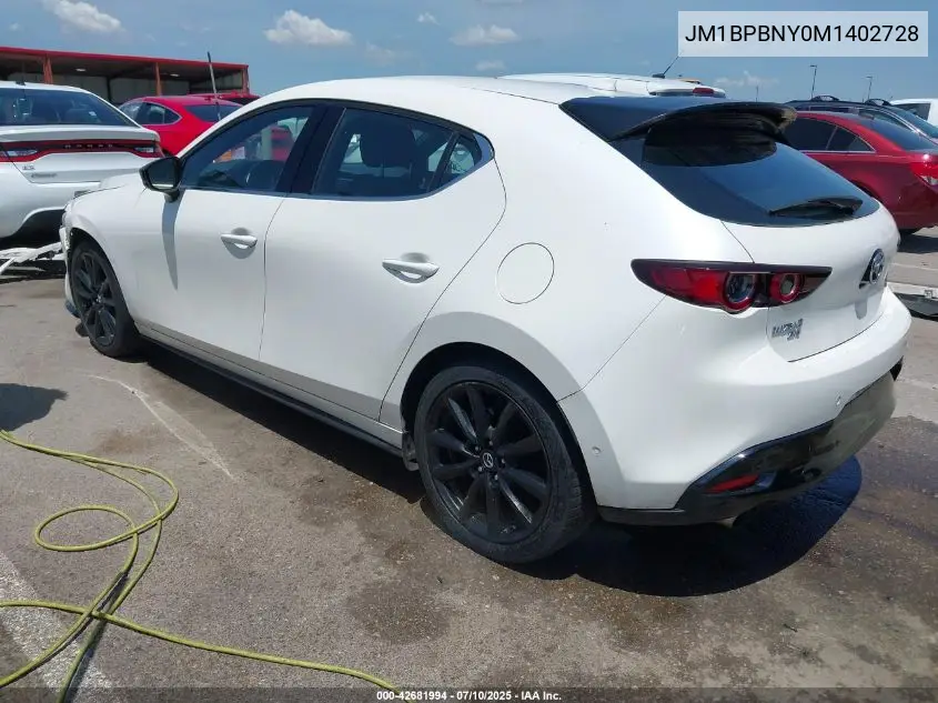 2021 Mazda Mazda3 Hatchback 2.5 Turbo Premium Plus VIN: JM1BPBNY0M1402728 Lot: 42681994