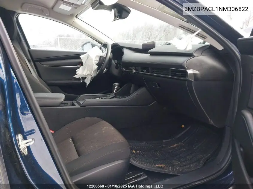 2022 Mazda 3 Preferred VIN: 3MZBPACL1NM306822 Lot: 12206568