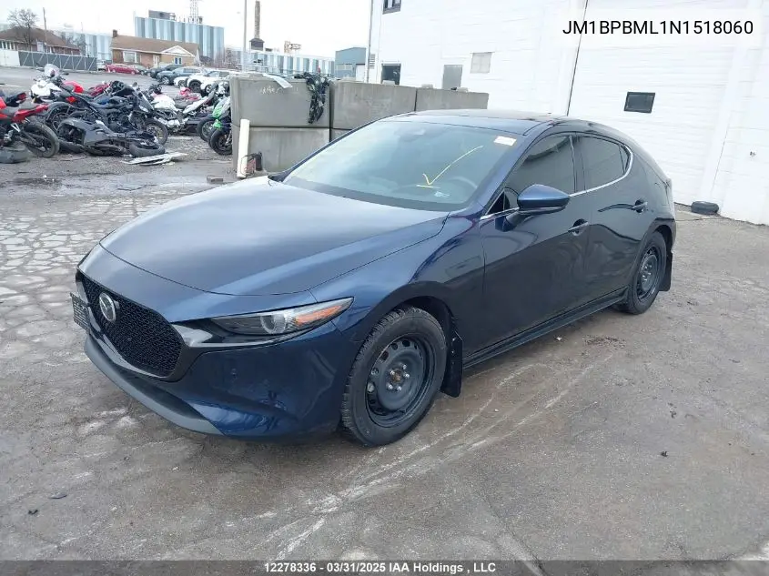 2022 Mazda Mazda3 Gt VIN: JM1BPBML1N1518060 Lot: 12278336