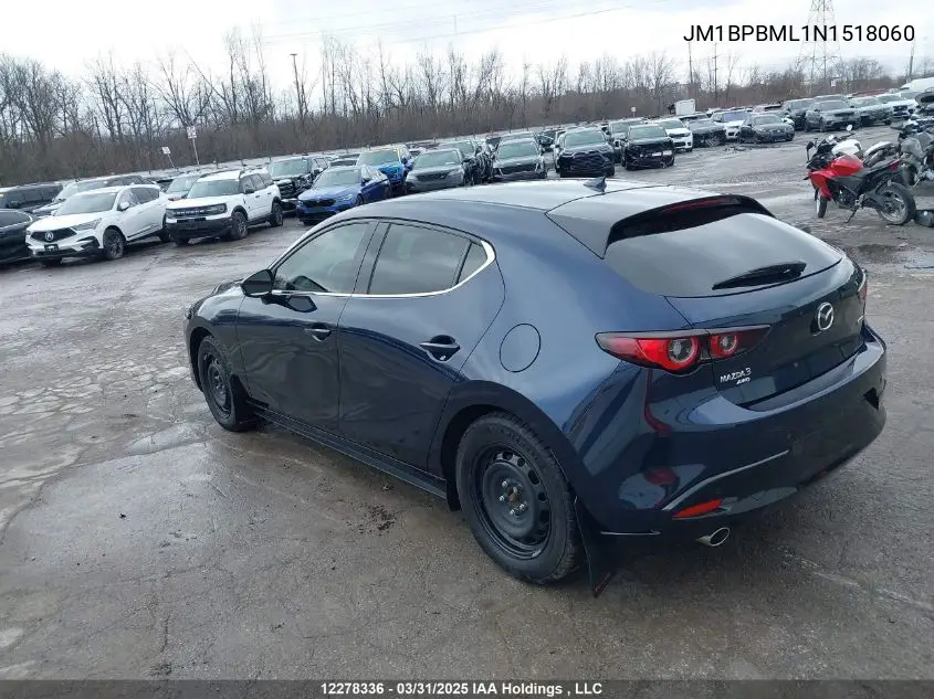 2022 Mazda Mazda3 Gt VIN: JM1BPBML1N1518060 Lot: 12278336