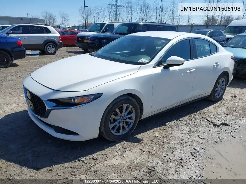 2022 Mazda Mazda3 Gs VIN: JM1BPACL9N1506198 Lot: 12280397