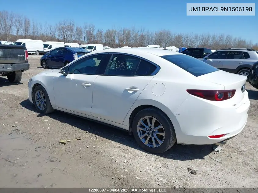 2022 Mazda Mazda3 Gs VIN: JM1BPACL9N1506198 Lot: 12280397