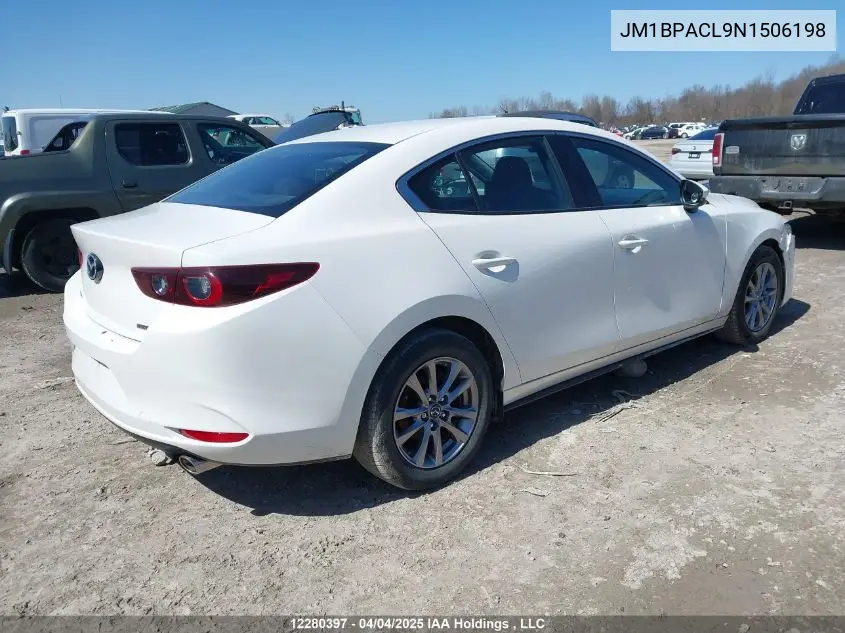 2022 Mazda Mazda3 Gs VIN: JM1BPACL9N1506198 Lot: 12280397
