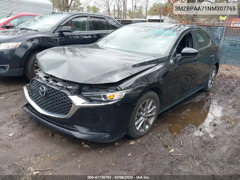 2022 Mazda Mazda3 2.0 VIN: 3MZBPAA71NM307765 Lot: 41730793