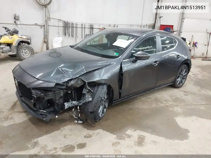 2022 Mazda Mazda3 VIN: JM1BPAKL4N1513951 Lot: 41961462