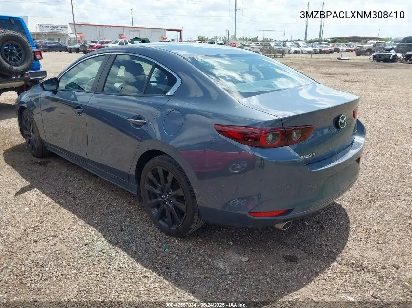 2022 Mazda Mazda3 Carbon Edition VIN: 3MZBPACLXNM308410 Lot: 42557034