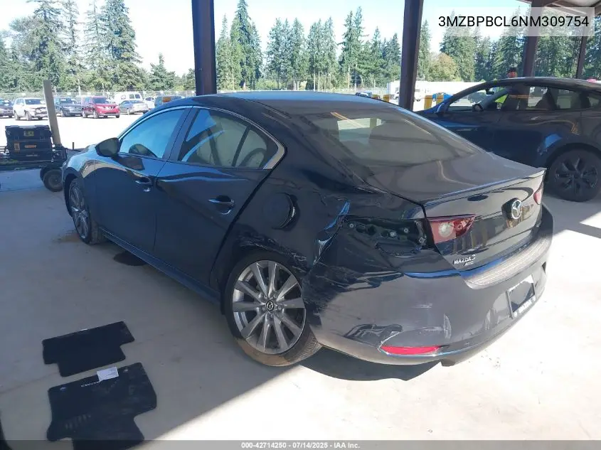 2022 Mazda 3 Preferred VIN: 3MZBPBCL6NM309754 Lot: 42714250