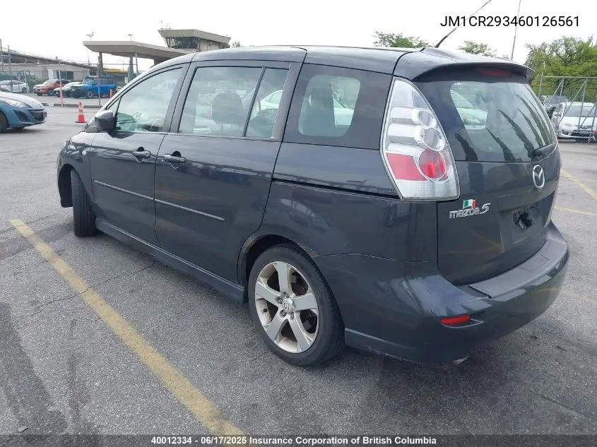 2006 Mazda 5 VIN: JM1CR293460126561 Lot: 40012334