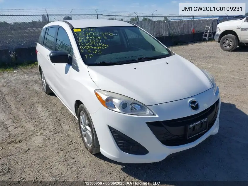 2012 Mazda 5 VIN: JM1CW2CL1C0109231 Lot: 12305958