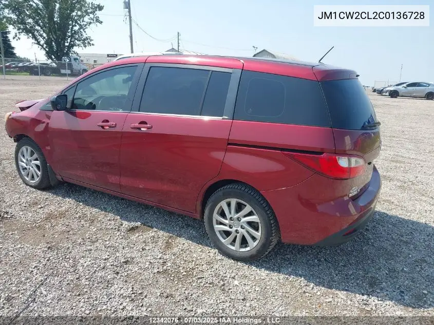2012 Mazda Mazda5 Gs VIN: JM1CW2CL2C0136728 Lot: 12342076