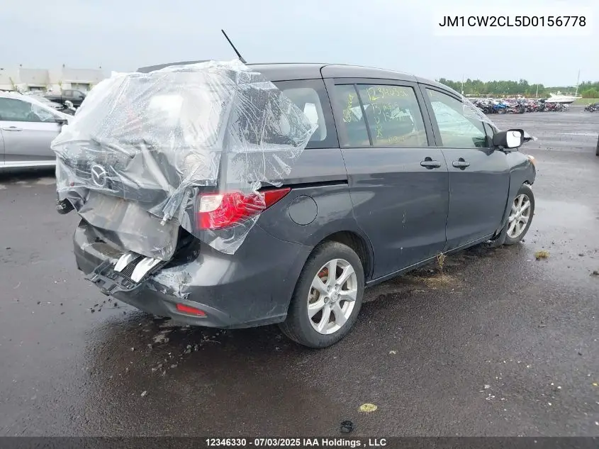 2013 Mazda Mazda5 Gs VIN: JM1CW2CL5D0156778 Lot: 12346330X