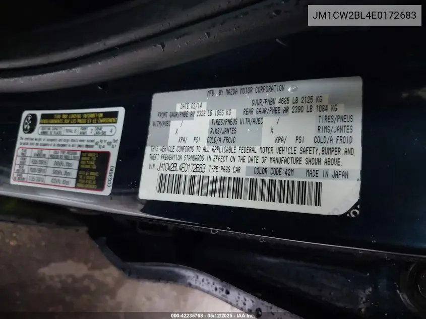 2014 Mazda Mazda5 Sport VIN: JM1CW2BL4E0172683 Lot: 42235768