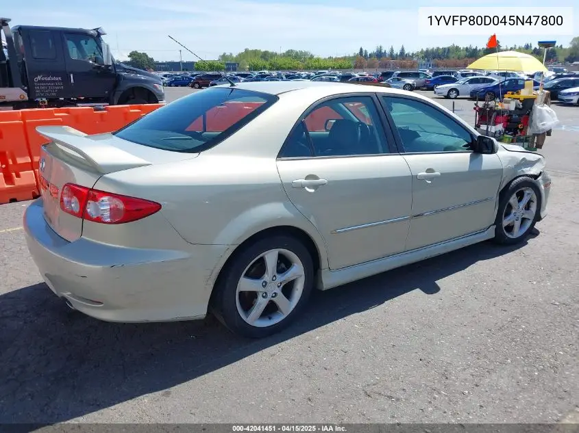 2004 Mazda Mazda6 S VIN: 1YVFP80D045N47800 Lot: 42041451