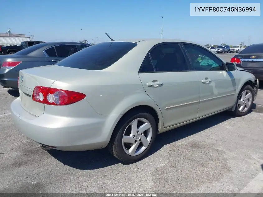 2004 Mazda Mazda6 I VIN: 1YVFP80C745N36994 Lot: 42215148