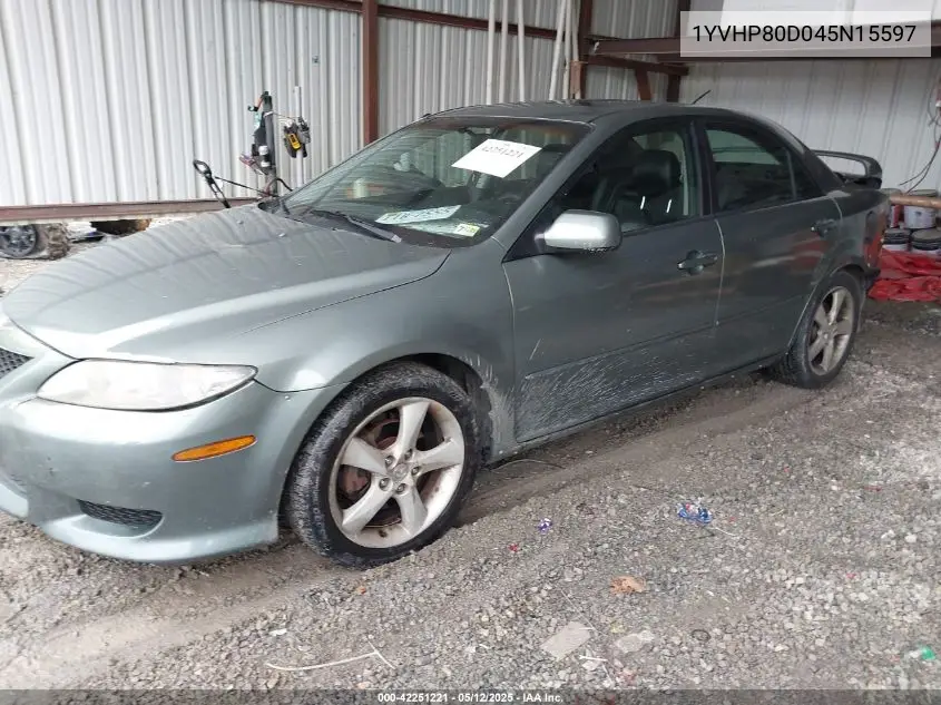 2004 Mazda Mazda6 S VIN: 1YVHP80D045N15597 Lot: 42251221