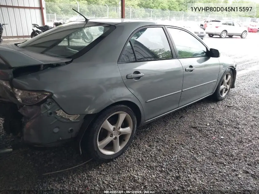 2004 Mazda Mazda6 S VIN: 1YVHP80D045N15597 Lot: 42251221