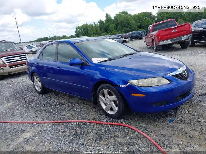 2004 Mazda Mazda6 I VIN: 1YVFP80C745N31925 Lot: 42434203