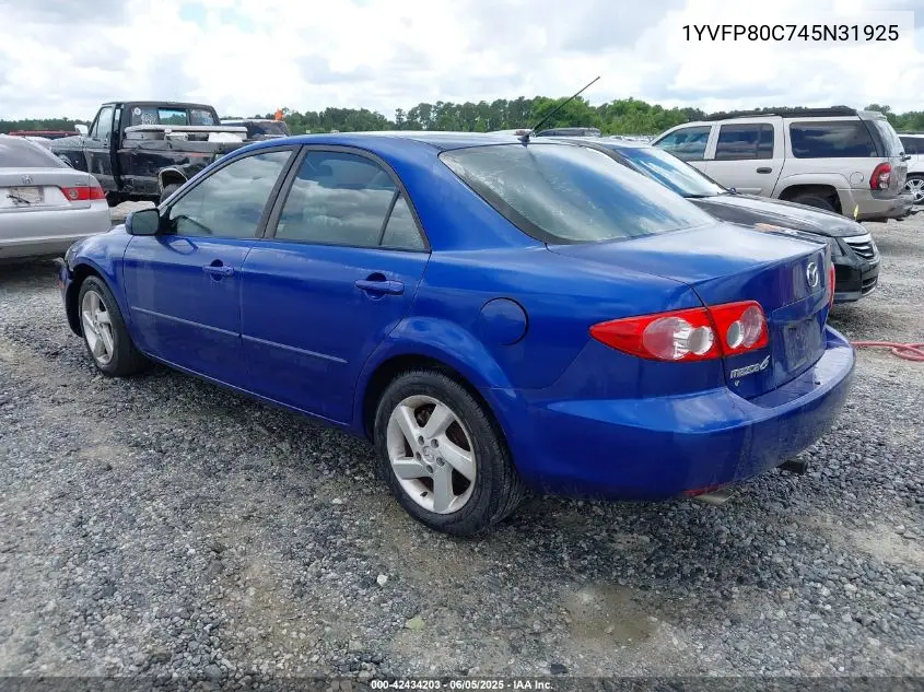 2004 Mazda Mazda6 I VIN: 1YVFP80C745N31925 Lot: 42434203
