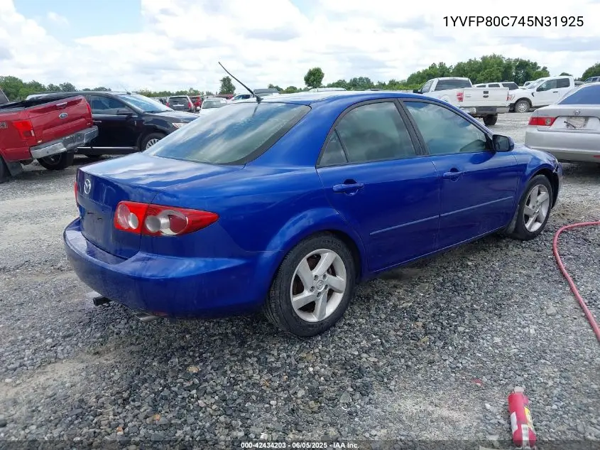 2004 Mazda Mazda6 I VIN: 1YVFP80C745N31925 Lot: 42434203
