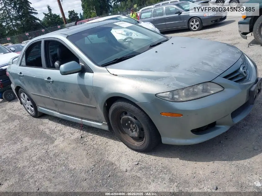 2004 Mazda Mazda6 S VIN: 1YVFP80D345N33485 Lot: 42584808