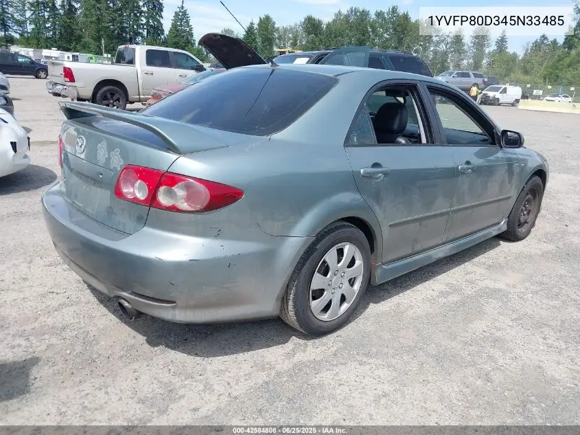 2004 Mazda Mazda6 S VIN: 1YVFP80D345N33485 Lot: 42584808