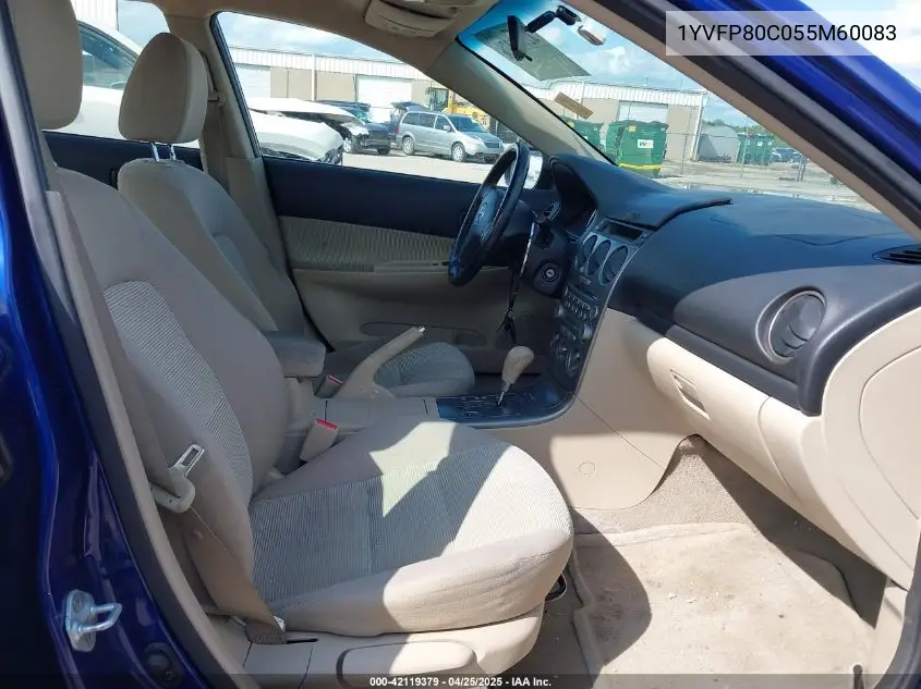 2005 Mazda Mazda6 I Base VIN: 1YVFP80C055M60083 Lot: 42119379